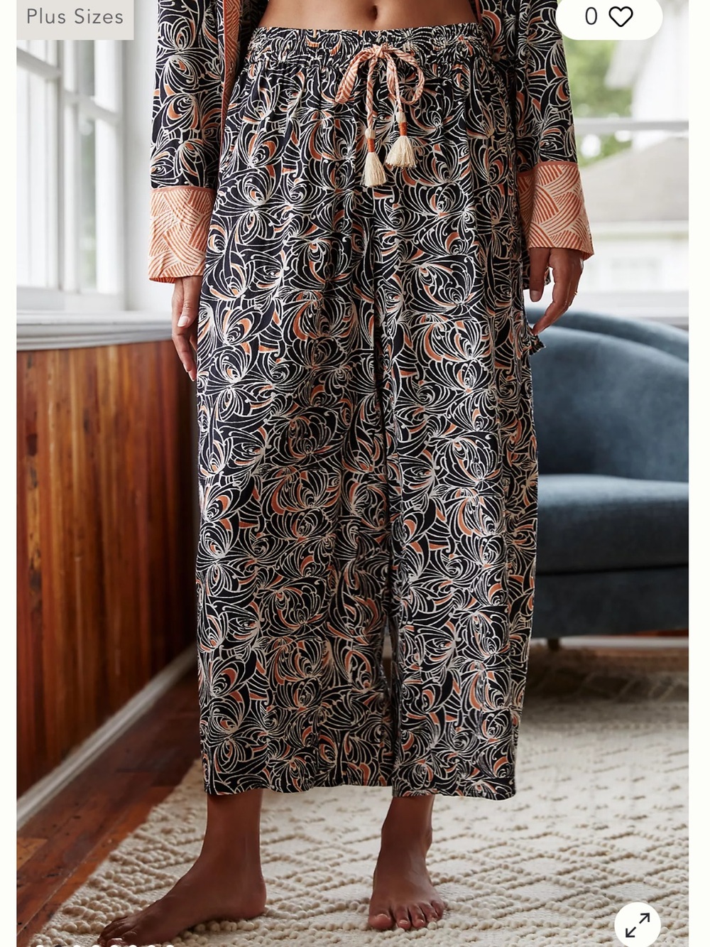 By Anthropologie Mix Print Pajama Pants flowy wide leg elastic waist XS